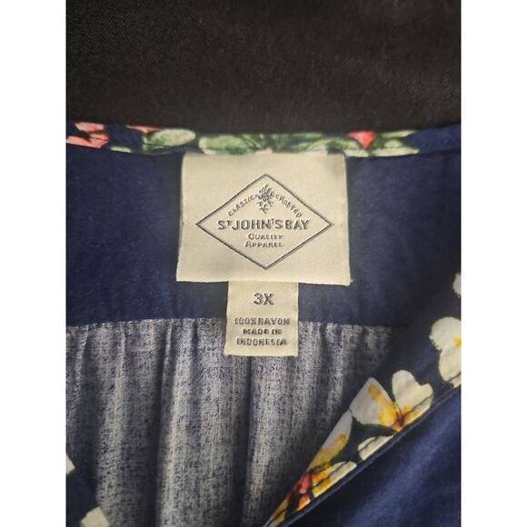 St. John's Bay 3X Floral Peasant Top Long Sleeves Gathered Neckline - Picture 4 of 6